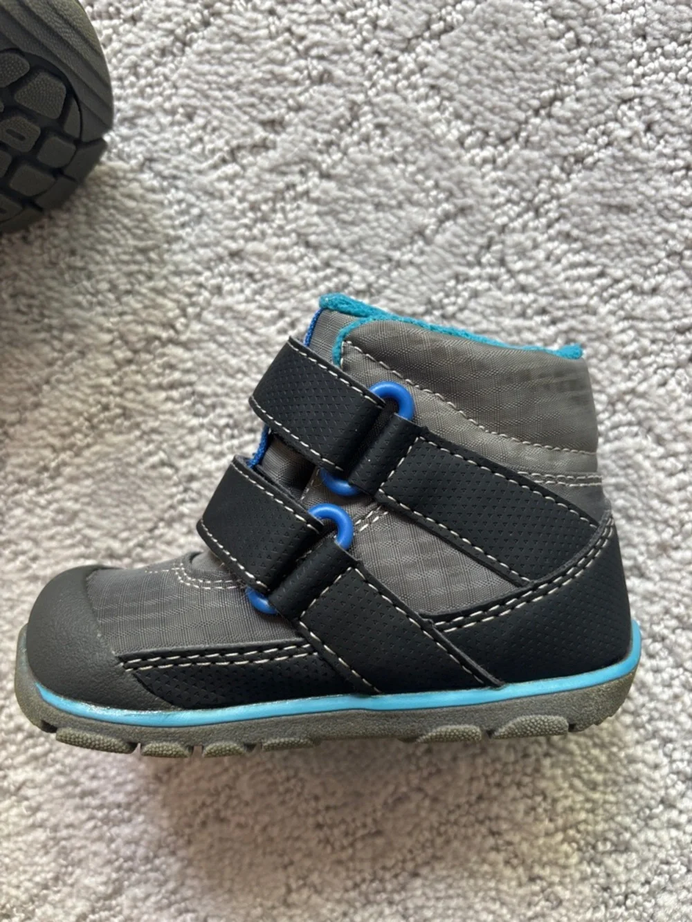 See Kai Run Kids Waterproof Winter Boots in Black with Teal Lining